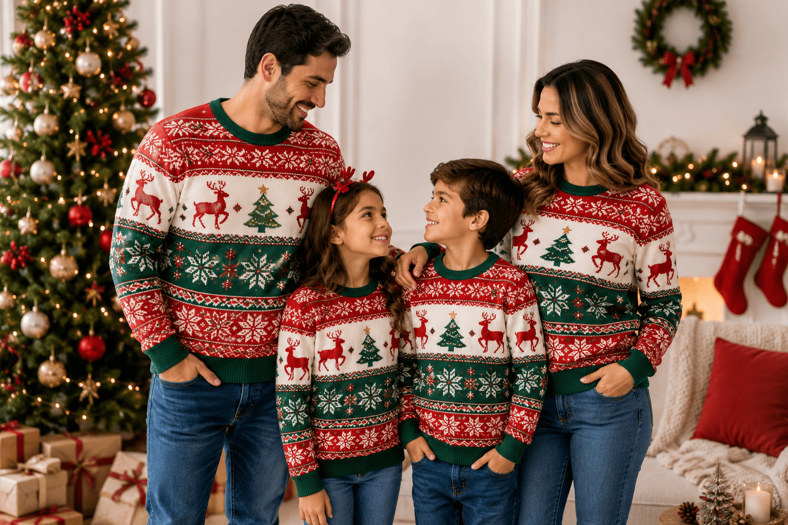 diseños para toda la familia de sacos navideños
